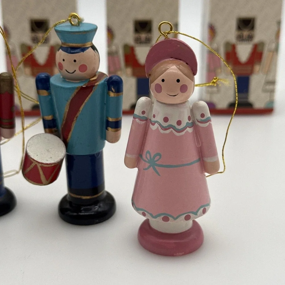Vintage 1984 Avon Nutcracker Wooden Ornament Set of 5 Clara Mouse King Boxed